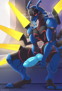 anthro biped erection feet fingers front_view genitals inside male nude nude_anthro nude_male penis sitting solo tail toes tongue omesore synth_(vader-san) 2026 digital_drawing_(artwork) digital_media_(artwork) hi_res