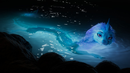 blue_body female feral glowing horn looking_at_viewer night purple_eyes solo swimming water wet jarethdd kezsh_(modeler) disney mythology raya_and_the_last_dragon sisu_(ratld) dragon eastern_dragon mythological_creature mythological_scalie scalie 16:9 absurd_res hi_res widescreen