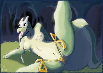 anthro bikini bodily_fluids bone bone_mask cave clothing drooling female genitals gold_bikini lying mask nipple_piercing nipples piercing saliva skull skull_mask solo spread_legs spreading swimwear two-piece_swimsuit vulva ails absurd_res hi_res