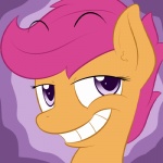 eyebrows female feral fur hair looking_at_viewer orange_body orange_fur purple_eyes purple_hair simple_background smile solo young lamiaaaa friendship_is_magic hasbro my_little_pony scootaloo_(mlp) equid equine horse mammal pony 1:1 animated digital_media_(artwork) low_res short_playtime