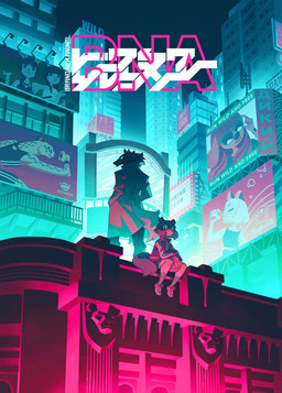 advertisement anthro athletic_wear basket billboard bottomwear city cityscape clothed clothing coat container detailed_background duo female footwear holding_basket holding_container holding_object jacket logo looking_at_viewer male neon_lights outside pants pink_light rooftop shoes shorts sitting sneakers standing tail text topwear genicecream yoh_yoshinari brand_new_animal studio_trigger michiru_kagemori shirou_ogami beastman_(brand_new_animal) canid canine canis cheetah domestic_cat domestic_dog felid feline felis lagomorph leporid mammal rabbit raccoon_dog rodent sciurid tanuki wolf 2019 absurd_res english_text hi_res official_art promotional_material shaded