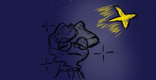 ambiguous_gender anthro eyewear glasses solo star wearing_glasses canid canine canis domestic_dog mammal sketch tagme