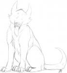 feral male simple_background solo tongue tongue_out conditional_dnp wolftacos homestuck ms_paint_adventures becquerel canid canine canis domestic_dog mammal digital_media_(artwork) hi_res monochrome sketch