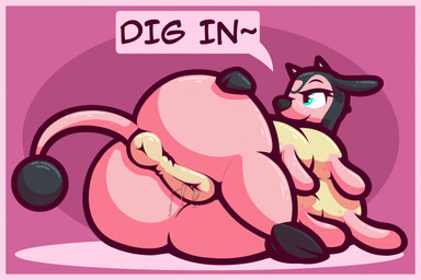 anus big_butt border butt dialogue female genitals holding_butt huge_butt lying on_side oral_request pink_border presenting presenting_hindquarters raised_tail requesting sex_request solo tail tail_anus teats thick_thighs udders vulva wide_hips ikakins nintendo pokemon generation_2_pokemon miltank pokemon_(species) hi_res