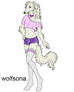 anthro bottomwear brown_eyes clothing collar crop_top eyeshadow femboy fur hand_on_hip heart_symbol legwear looking_at_viewer makeup male pink_clothing pink_shirt pink_topwear purple_bottomwear purple_clothing purple_shorts shirt shorts simple_background solo tail thigh_highs topwear white_body white_fur the_wolfsona zega borzoi canid canine canis domestic_dog hunting_dog mammal sighthound hi_res watermark