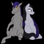 duo frown looking_at_viewer simple_background sitting smile grypher stoopedhooy hasbro my_little_pony fan_character night_patrol shakes_heartwood bat_pony equid equine horse mammal pony 1:1 alpha_channel artist_collaboration hi_res