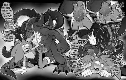 alternate_form anal anal_penetration andromorph andromorph/male anthro ass_up balls begging_for_more big_balls big_penis bodily_fluids claws dialogue duo ejaculation genital_fluids genitals good_boy head_lick heart_symbol huge_penetration huge_penis intersex intersex/male larger_male long_tongue male muscular muscular_male penetration penile penile_penetration penis penis_in_ass size_difference smaller_andromorph smaller_intersex speech_bubble tail tentacle_around_waist text toe_claws tongue vaginal_fluids vaginal_squirting vaginal_squirting_while_penetrated vulva shaddycatz sega sonic_the_hedgehog_(series) shadow_the_hedgehog sonic_the_hedgehog eulipotyphlan hedgehog mammal monster 2025 absurd_res digital_drawing_(artwork) digital_media_(artwork) english_text hi_res monochrome