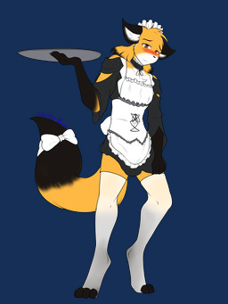accessory anthro arm_tuft black_body black_fur blush bow_(feature) bow_accessory bow_ribbon brown_eyes chest_tuft choker clothed clothing crossdressing digitigrade dipstick_tail elbow_tuft embarrassed fur furgonomics gloves_(marking) holding_object inner_ear_fluff jewelry legwear looking_at_viewer maid_uniform male markings multicolored_tail necklace orange_body orange_fur platter ribbons simple_background solo tail tail_accessory tail_bow tail_markings tail_ribbon thigh_highs toeless_legwear toeless_stockings transparent_background tuft uniform white_body white_fur wolfie-pawz twokinds mike_(twokinds) canid canine fox keidran mammal red_fox true_fox 2021 3:4 alpha_channel hi_res