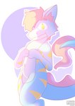 anthro bloom blue_body blue_fur citric_(schwnnbenedict) fur hair male pink_hair solo standing stripes tail yellow_eyes yellow_stripes schwnnbenedict mythology dragon mythological_creature mythological_scalie scalie rendered absurd_res hi_res