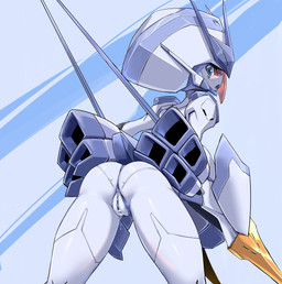 anus blush bodily_fluids butt clothing clothing_aside female genital_fluids genitals looking_at_viewer machine not_furry panties panties_aside presenting presenting_hindquarters solo standing underwear underwear_aside vaginal_fluids vulva pochincoff darling_in_the_franxx studio_trigger delphinium humanoid robot robot_humanoid censored