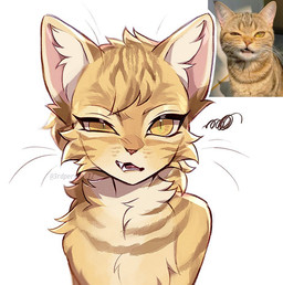 anthro brown_markings cheek_tuft chest_tuft eyelashes facial_tuft fangs female front_view fur head_tuft inner_ear_fluff looking_at_viewer markings nude open_mouth pink_nose simple_background solo striped_body striped_fur stripes tan_body tan_fur teeth tuft whiskers white_background yellow_body yellow_eyes yellow_fur 3rdperson_iz domestic_cat felid feline felis mammal colored digital_drawing_(artwork) digital_media_(artwork) reference_image shaded