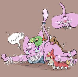 angry anus bdsm bondage bound female gag genitals group group_sex male sex speech_bubble vulva conditional_dnp paliken nintendo pokemon chii_(paliken) caterpie generation_1_pokemon generation_3_pokemon legendary_pokemon mew_(pokemon) pokemon_(species) weedle wurmple
