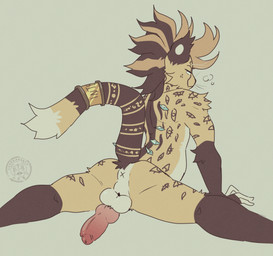 accessory animal_genitalia animal_penis anthro anus arm_tuft backsack balls blonde_hair brown_body brown_ears brown_fur brown_hair brown_markings brown_tail butt countershading fur furgonomics genitals gloves_(marking) hair jewelry knot leg_markings looking_at_viewer looking_back looking_back_at_viewer male markings mohawk multicolored_body multicolored_fur multicolored_tail narrowed_eyes penis penis_backwards perineum pink_penis raised_tail rear_view ring simple_background socks_(marking) solo tail tail_accessory tail_anus tail_jewelry tail_ring tan_background tan_balls tan_body tan_countershading tan_fur tan_perineum tuft x_anus yellow_body yellow_fur godafterdark cheetah felid feline mammal 2020 digital_drawing_(artwork) digital_media_(artwork)