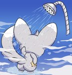 ambiguous_anthro ambiguous_gender anthro bathing big_butt big_ears big_head blue_background butt dipstick_ears dipstick_tail dripping ear_markings faceless_ambiguous faceless_character holding_sponge long_tail markings multicolored_ears rear_view semi-anthro shower_head showering simple_background sponge standing steam tail tail_markings water wet mincheeto nintendo pokemon generation_5_pokemon minccino pokemon_(species) 2020 full-length_portrait hi_res portrait
