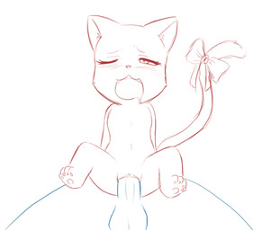 4_toes accessory anthro balls biped blush blush_lines bodily_fluids bow_only bow_ribbon clitoris dripping duo erection eyelashes featureless_chest feet female from_behind_position front_view furgonomics genitals humanoid_genitalia humanoid_penis interspecies larger_male looking_pleasured male male/female navel nude nude_anthro nude_female nude_male one_eye_closed open_mouth pawpads penetration penile penile_penetration penis penis_in_vagina ribbons saliva saliva_drip saliva_on_tongue semi-anthro sex simple_background size_difference smaller_female snout spread_legs spreading tail tail_accessory tail_bow tail_ribbon toes tongue vaginal vaginal_penetration vulva white_background darkmirage fairy_tail charle_(fairy_tail) domestic_cat felid feline felis human mammal 2013 digital_drawing_(artwork) digital_media_(artwork) sketch