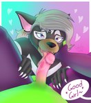 anthro balls black_body black_fur bodily_fluids claws duo erection female fingers fur genitals good_girl green_body green_fur grey_body grey_fur grey_hair hair hand_on_cheek heart_after_text heart_before_text heart_eyes heart_pupils heart_reaction heart_stream heart_symbol humanoid_genitalia humanoid_penis licking male male/female markings multicolored_eyes nails nude open_mouth oral penile penis penis_lick piercing purple_body purple_fur saliva sex sharp_nails sharp_teeth simple_background smile spread_legs spreading teeth text text_with_heart tongue tongue_out white_body white_eyes white_fur polt.avi dasyurid dasyuromorph mammal marsupial tasmanian_devil unknown_species 2021 absurd_res character_request digital_drawing_(artwork) digital_media_(artwork) english_text hi_res signature watermark