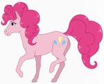 blue_eyes cutie_mark eyelashes female feral hair open_mouth open_smile pink_body pink_hair pink_tail side_view simple_background smile solo tail white_background milk-jug friendship_is_magic hasbro my_little_pony pinkie_pie_(mlp) equid equine horse mammal pony