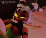 anthro athletic athletic_male bedroom_eyes blurred_background bodily_fluids clothed clothing duo grabbing_torso looking_at_another looking_at_partner male male/male narrowed_eyes nipples partially_clothed seductive sweat sweating_profusely taunting tongue tongue_out vapormakes glitch_productions helluva_boss the_amazing_digital_circus gummigoo_(tadc) moxxie_(helluva_boss) imp 3d_(artwork) digital_media_(artwork) hi_res