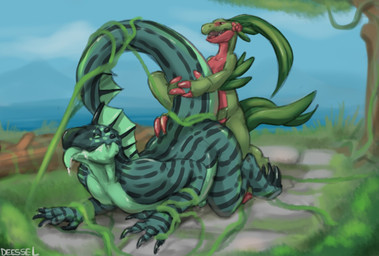 anal anal_penetration anthro anthro_on_anthro anthro_penetrated anthro_penetrating anthro_penetrating_anthro countershade_face countershade_neck countershade_tail countershade_torso countershading detailed_background duo genitals green_body larger_anthro larger_male larger_penetrated larger_sub leaf leaf_hair leaf_tail male male/male male_anthro male_penetrated male_penetrating male_penetrating_male nude nude_anthro nude_male open_mouth open_smile outside_sex overweight overweight_anthro overweight_male penetration penile penile_penetration penis penis_in_ass pink_body plant plant_hair pseudo_hair sex size_difference small_top_big_bottom smaller_anthro smaller_male smile submissive tail tail_grab tail_hug teal_body teal_penis tongue tongue_out vine_bondage vines mintyderg mythology nintendo pokemon dew_(deessel) minty_(mintyderg) aquatic aquatic_dragon dragon generation_3_pokemon grovyle mythological_creature mythological_scalie pokemon_(species) scalie 2019
