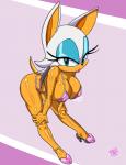 anthro big_breasts bikini biped breasts cleavage clothed clothing female footwear high_heels lipstick looking_at_viewer makeup pose shoes simple_background solo swimwear two-piece_swimsuit bhawk conditional_dnp digitaldomain123 sega sonic_the_hedgehog_(series) rouge_the_bat bat mammal pinup