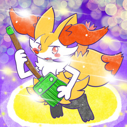 ambiguous_anthro ambiguous_gender anthro biped blush blush_stickers broom cleaning_tool cute_fangs digitigrade dipstick_tail fangs food front_view high-angle_view holding_broom holding_cleaning_tool holding_object looking_at_viewer markings no_pupils object_in_tail open_:3 open_mouth open_smile shrimp_(food) simple_background smile solo sparkles standing tail tail_markings teeth annyui0611 nintendo pokemon braixen canid generation_6_pokemon mammal pokemon_(species) 1:1 2023 digital_drawing_(artwork) digital_media_(artwork) full-length_portrait hi_res japanese_description portrait translated_description
