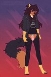 anthro bodily_fluids chastity_cage chastity_device dripping exposed femboy genital_fluids lock male padlock pink_chastity_cage pouting precum precum_drip solo tenebristayga ederex canid canine mammal maned_wolf absurd_res hi_res