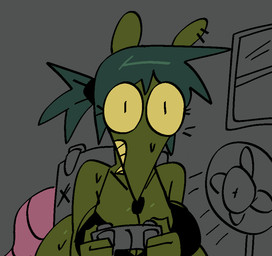 anthro big_breasts black_bra black_clothing black_underwear bra breasts clothing controller electric_fan eyelashes female game_controller gaming green_body green_hair hair holding_controller holding_object pink_tail playing_video_game ponytail solo tail underwear xarop77 gamer_rat_(xarop77) mammal murid murine rat rodent 2025 digital_drawing_(artwork) digital_media_(artwork)