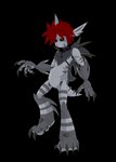 anthro black_collar black_eyes claws collar ears_back evil_face evil_look fur grey_body grey_fur grey_markings hair machine male markings pivoted_ears red_hair robotic scared_face solo spiked_collar spikes spines tail zarjhan_mary fan_character zareth_(zarjhan_mary) animatronic deishun_(species) monster robot alpha_channel