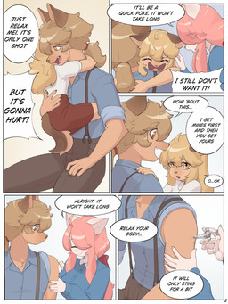 5_fingers accessory aged_up ahoge amber_eyes anthro bodily_fluids bottomwear bow_ribbon carrying_another clothed clothing collared_shirt cotton_ball crying cute_fangs dialogue dress_shirt eye_through_hair eyes_closed fangs female fingers fur group hair hair_accessory hair_bow hair_over_eye hair_ribbon holding_character holding_syringe husband_and_wife injection long_hair looking_at_another male married_couple neck_tuft open_mouth open_smile pants pawpads pink_eyes pink_hair ponytail ribbons rolled_up_sleeves shirt simple_background sitting skirt smile speech_bubble suspenders sweat sweatdrop syringe tan_body tan_fur tan_hair tears teeth text topwear translucent translucent_hair trio tuft white_body white_fur skecchiart cyberconnect2 fuga:_melodies_of_steel little_tail_bronx hanna_fondant malt_marzipan mei_marzipan canid canine caninu canis domestic_cat domestic_dog felid feline felineko felis german_shepherd herding_dog mammal pastoral_dog turkish_angora 2025 3:4 absurd_res comic english_text hi_res brother_(lore) brother_and_sister_(lore) sibling_(lore) sister_(lore)
