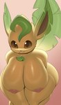 anthro areola big_breasts big_butt biped breasts butt female hanging_breasts huge_breasts huge_butt huge_hips huge_thighs nipples nude simple_background smile solo thick_thighs wide_hips yellow_body x_no_na_x yosioka_san nintendo pokemon eeveelution generation_4_pokemon leafeon mammal pokemon_(species) 2023 digital_media_(artwork) hi_res