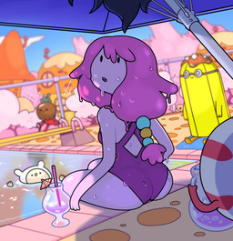 ambiguous_gender butt candy clothed clothing dessert detailed_background eyewear female food food_hair fruit goggles goo_hair group gum_hair hair headgear not_furry one-piece_swimsuit peppermint_(candy) pink_hair plant ponytail pool poolside pseudo_hair sitting swimwear toony water wet wet_body wet_hair discount-supervillain adventure_time cartoon_network banana_guard chocoberry finn_the_human peppermint_butler princess_bubblegum candy_humanoid candy_people_(at) food_creature food_humanoid human humanoid living_candy living_peppermint_candy mammal digital_media_(artwork) hi_res
