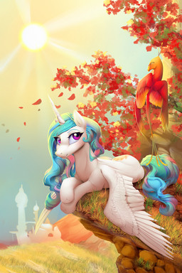canterlot detailed_background duo feathered_wings feathers female feral grass horn landscape looking_at_viewer nature outside plant purple_eyes sky smile sun white_body white_feathers wings viwrastupr european_mythology friendship_is_magic greek_mythology hasbro my_little_pony mythology philomena_(mlp) princess_celestia_(mlp) avian equid equine mammal mythological_avian mythological_bird mythological_creature mythological_equine mythological_firebird phoenix winged_unicorn 2019 2:3 absurd_res hi_res