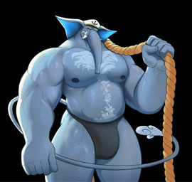 5_fingers anthro barazoku belly_hair biceps big_bulge big_ears big_muscles big_pecs biped black_background black_clothing black_underwear body_hair bulge chest_hair clothed clothed_anthro clothed_male clothing deltoids detailed_bulge eyebrows facial_hair fingers genital_outline grey_body hairy happy_trail hat headgear headwear holding_object holding_rope huge_muscles humanoid_hands looking_at_viewer male male_anthro manly mature_anthro mature_male monotone_background musclegut muscular muscular_anthro muscular_arms muscular_male mustache nipples peaked_cap pecs penis_outline proboscis_(anatomy) pubes quads rail rope simple_background solo standing three-quarter_view topless topless_anthro topless_male triceps trunk_(anatomy) tusks underwear dullaram elephant elephantid mammal proboscidean alternate_version_at_source digital_media_(artwork) hi_res portrait shaded three-quarter_portrait