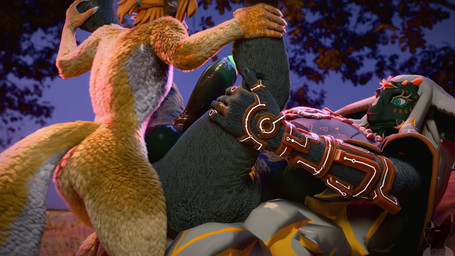 accessory anal anal_orgasm anal_penetration anthro anthro_on_anthro anthro_penetrated anthro_penetrating anthro_penetrating_anthro armwear balls big_balls big_butt big_penis black_balls black_claws black_penis bodily_fluids bouncing_penis butt claws cloak clothing cum cum_from_ass cum_in_ass cum_inside cum_on_butt cum_on_leg cum_on_penis cumshot ejaculation erection finger_claws fur genital_fluids genitals glans green_eyes green_glans grey_body grey_fur hair hair_accessory hairband hands-free larger_anthro larger_male larger_penetrated lying male male/male male_penetrated male_penetrating male_penetrating_male mostly_nude multiple_angles nude on_back orange_armwear orange_clothing orange_hair orgasm outside penetration penis pink_nose plant purple_cloak purple_clothing ring sex size_difference smaller_anthro smaller_male sound_effects table_lotus_position thick_thighs thrusting tree vein veiny_penis white_body white_fur white_hair white_penis yellow_body yellow_fur twitchyanimation nintendo tears_of_the_kingdom the_legend_of_zelda link rauru_(tears_of_the_kingdom) canid canine fox mammal zonai 16:9 2025 3d_(artwork) 3d_animation animated digital_media_(artwork) hi_res huge_filesize long_playtime sound voice_acted webm widescreen