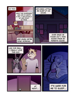 anthro barefoot bed book bored bottomwear building clothed clothing cute_fangs day duo fangs feet five_frame_image fur furniture gesture grey_body grey_fur house inner_monologue insomnia lounging lying male male/male night on_bed on_side reading reading_book sad shirt shorts tan_body tan_fur tank_top teeth text text_box thinking time_lapse topless topwear waving t0l0k ivan_(t0l0k) miguel_(t0l0k) herpestid lagomorph leporid mammal meerkat rabbit comic english_text hi_res multiple_scenes