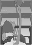anthro anthro_pov balls bodily_fluids bondage_boots bottomless bottomless_anthro bottomless_male bound bound_pov chastity_cage chastity_device clothed clothing cum cum_on_balls detailed_background digitigrade duo electricity_symbol fake_hooves first_person_view genital_fluids genitals leash leashed_pov lock_symbol looking_down_at_self male male_anthro male_pov mostly_offscreen_character mostly_offscreen_dom page_number predator/prey question_mark restraints role_reversal skinny_anthro skinny_male straitjacket submissive submissive_pov text vibrator_hip_strap walking wire astat1ne 2025 absurd_res chinese_description chinese_text comic digital_drawing_(artwork) digital_media_(artwork) hi_res monochrome translated