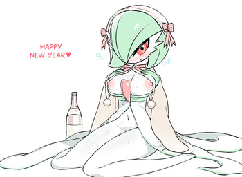accessory alcohol areola areola_slip beverage blush bow_ribbon breasts bubble_emanata champagne christmas_clothing clothed clothing emanata exposed_breasts female hair hair_accessory hair_bow hair_over_eye hair_ribbon holidays kneeling looking_at_viewer narrowed_eyes navel pose red_eyes ribbons seiza simple_background sitting skimpy solo text white_background moocow christmas new_year nintendo pokemon gardevoir generation_3_pokemon humanoid pokemon_(species) 2026 digital_drawing_(artwork) digital_media_(artwork) english_text pinup shaded simple_shading