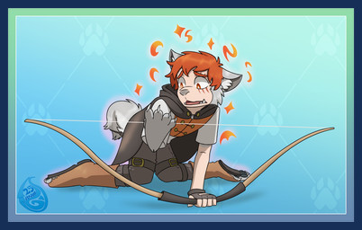 animal_companion armor boots border bottomwear bow_(weapon) cloak clothed clothing eye_scar facial_scar fantasy feral_transformation footwear gloves hair handwear human_to_feral magic male mid_transformation orange_eyes pants ranged_weapon ranger red_hair scar shirt shoes species_transformation topwear torn_clothing torn_footwear transformation transparent_border vest weapon white_body white_skin hydez ra'zim canid canine canis human mammal wolf 2025 alpha_channel hi_res