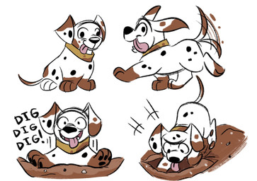 black_nose black_spots brown_nose digging dirty earth feral floppy_ears fur male planet solo spots tail tail_motion tailwag tongue tongue_out white_body white_fur jayiguess 101_dalmatian_street 101_dalmatians disney diesel_(101_dalmatians) canid canine canis dalmatian domestic_dog mammal hi_res