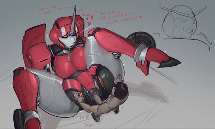 autobot big_penis breasts dialogue duo featureless_breasts female genitals hand_behind_head heart_symbol human_on_humanoid human_penetrating human_penetrating_humanoid humanoid_penetrated interspecies larger_female larger_human machine male male/female penetration penile penile_penetration penis penis_in_vagina sex size_difference smaller_male spread_legs spreading text thick_thighs vaginal vaginal_penetration vulva evil_tradesman hasbro takara_tomy transformers arcee cybertronian human humanoid mammal robot robot_humanoid english_text hi_res