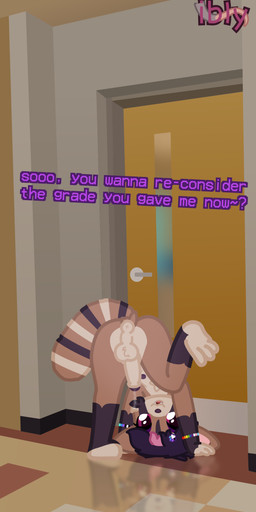 adolescent anthro anus balls bedroom_eyes bodily_fluids bracelet breasts brown_body chest_tuft countershade_torso countershading door doorway erection fluffy fluffy_tail genital_fluids genitals gloves_(marking) gynomorph hallway handstand intersex jewelry leaking_precum leg_markings lgbt_pride looking_at_viewer markings narrowed_eyes nipples nude on_one_hand open_mouth paws penis precum pride_colors ring_(marking) ringed_tail school seductive socks_(marking) solo striped_markings striped_tail stripes tail tail_markings tan_body tan_countershading text transgender_pride_colors tuft young eeveeeuphoria mammal procyonid raccoon 2025 absurd_res digital_media_(artwork) english_text hi_res trans_(lore) trans_woman_(lore)