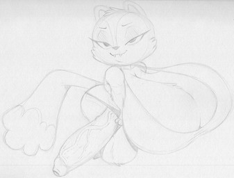 anthro arm_tuft ball_tuft balls bedroom_eyes big_balls big_breasts big_penis bra breasts cheek_tuft clothing crossgender cute_fangs eyebrows facial_tuft fangs foreskin ftg_crossgender fti_crossgender genitals gynomorph head_tuft huge_breasts humanoid_genitalia humanoid_penis hyper hyper_breasts intersex narrowed_eyes panties penis seductive shortstack shortstack_gynomorph shortstack_intersex smile solo tail tail_tuft teeth tuft underwear vein veiny_penis sbshouseofpancakes disney kiff_(series) candle_fox canid canine fox mammal 2023 monochrome sketch traditional_media_(artwork)