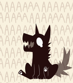 4_toes aaaaa ambiguous_gender back_tuft black_body black_fur fangs feet feral fur open_mouth pawpads paws screaming sitting solo tail teary_eyes teeth text toes tuft white_eyes white_pawpads feve screm_(feve) canid canine mammal icon monochrome reaction_image sepia