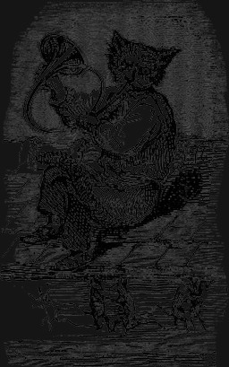 ambiguous_gender anthro clothed clothing dancing footwear fully_clothed fur group holding_musical_instrument holding_object horn looking_at_viewer male musical_instrument nude playing_music shoes sitting solo_focus louis_le_breton dictionnaire_infernal domestic_cat felid feline felis mammal murid murine rat rodent 1863 19th_century alpha_channel ancient_art black_and_white hi_res monochrome