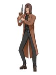 anthro belt belt_buckle buckle clothing coat flashlight footwear gun male ranged_weapon shoes solo stella_smith topwear trenchcoat weapon unknown_artist alone_in_the_dark:_the_new_nightmare edward_carnby canid canine mammal 3:4 hi_res