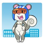 anthro armor breasts eyelashes female fur genitals grey_body headgear helmet multicolored_body multicolored_fur nipples nude open_mouth pussy smile solo tail thick_thighs two_tone_body two_tone_fur wide_hips el_senor_erizo animal_crossing nintendo agent_s_(animal_crossing) mammal rodent sciurid tree_squirrel 1:1 hi_res