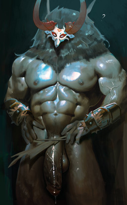 2_horns abs balls bodily_fluids genital_fluids genitals horn leaking_precum male mask muscular muscular_humanoid muscular_male nipples pecs penis precum solo vein veiny_muscles qai_san genshin_impact mihoyo humanoid mitachurl absurd_res hi_res