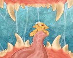 anthro bodily_fluids duo fur in_mouth mouth on_tongue open_mouth saliva saliva_on_face saliva_on_tongue saliva_string solo tongue tongue_out vore young shyryp ych_(character) canid canine fox mammal 5:4 absurd_res hi_res