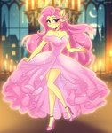 anthro anthrofied ball_gown biped blush breasts clothed clothing dress eyelashes female footwear fur hair high_heels long_dress pink_clothing pink_dress pink_hair pupils shoes smile solo sparkles sparkling_clothing sparkling_dress yellow_body yellow_fur xjenn9 friendship_is_magic hasbro my_little_pony fluttershy_(mlp) equid equine mammal absurd_res hi_res