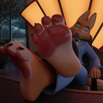 4_toes anthro clothed clothing eyebrow_piercing facial_piercing feet female foot_fetish foot_focus fur humanoid_feet looking_at_viewer orange_body orange_fur pawpads paws piercing plantigrade soles solo tail toes cynthiaacid kaylafox_(modeler) dreamworks the_bad_guys diane_foxington canid canine fox mammal 3d_(artwork) absurd_res blender_(artwork) digital_media_(artwork) hi_res